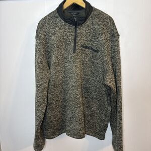 Eddie Bauer Mens 1/4 Zip Sweater Pullover Gray Green Fleece Lined Size XXL Gorp